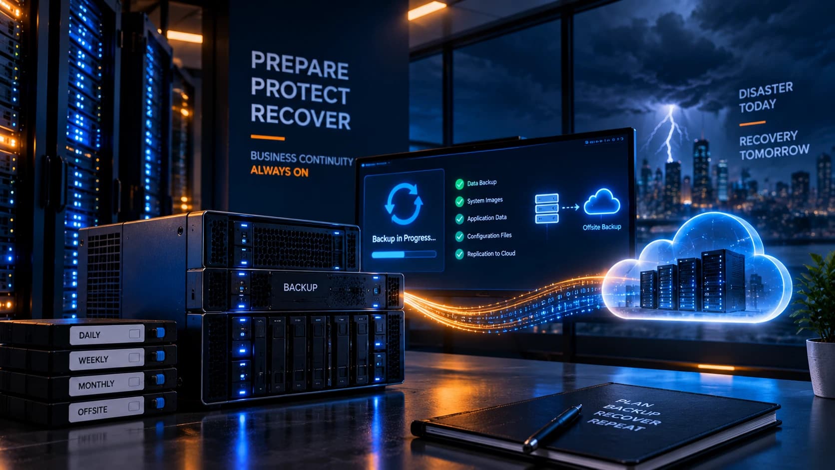 Protected backup infrastructure prepared for recovery