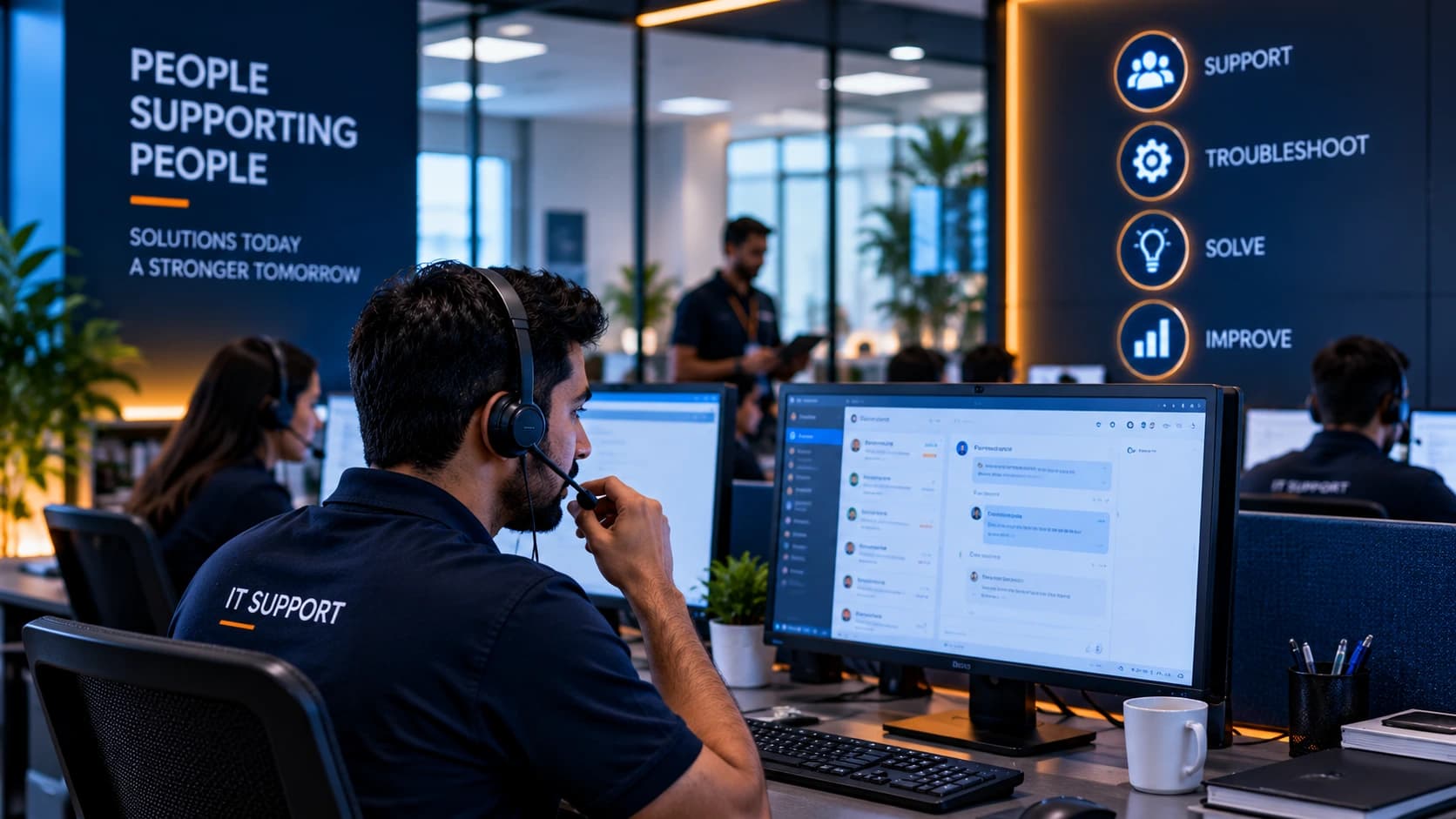 IT helpdesk specialists supporting business users