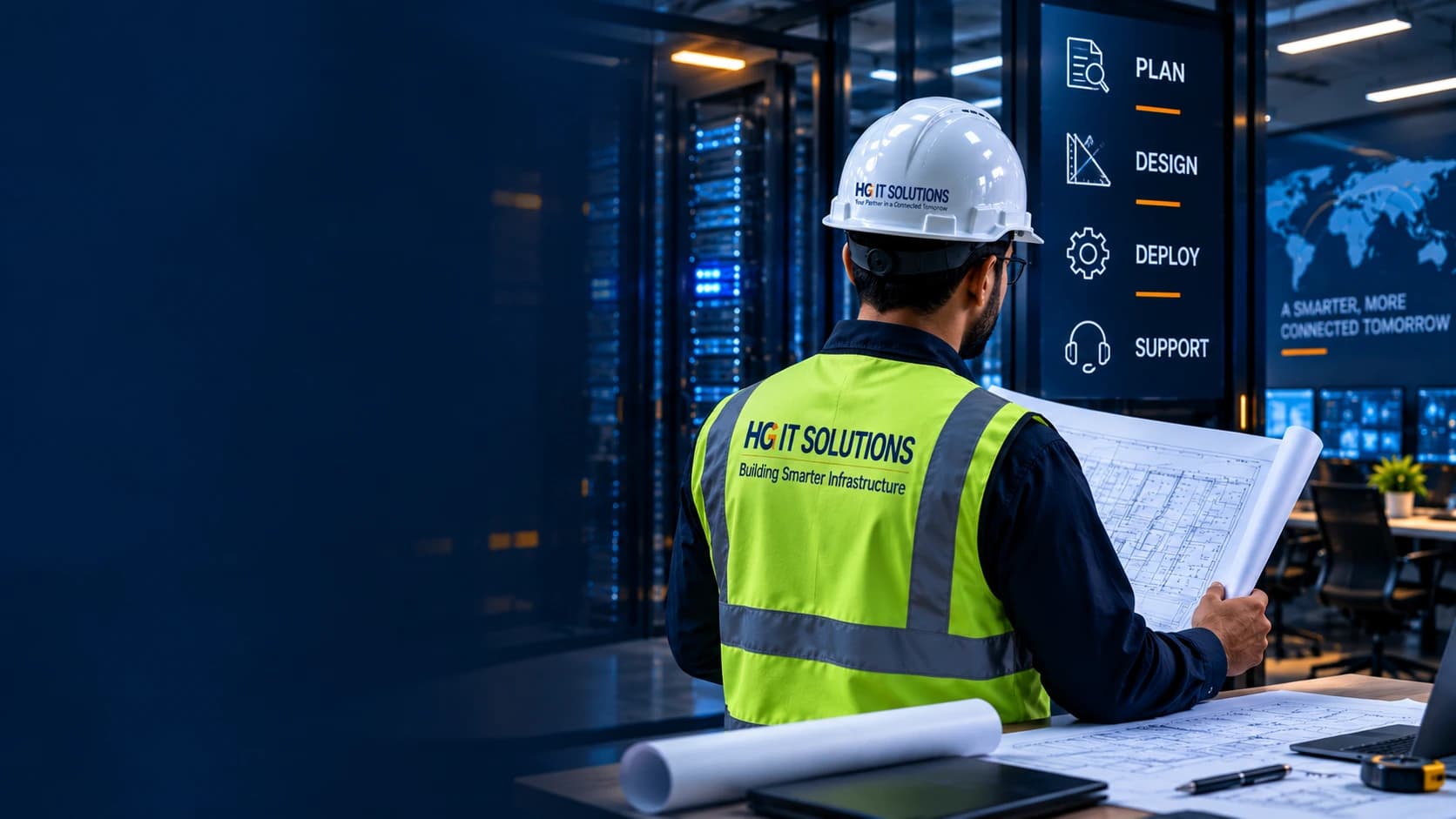 HG IT Solutions engineer planning a professional data center implementation
